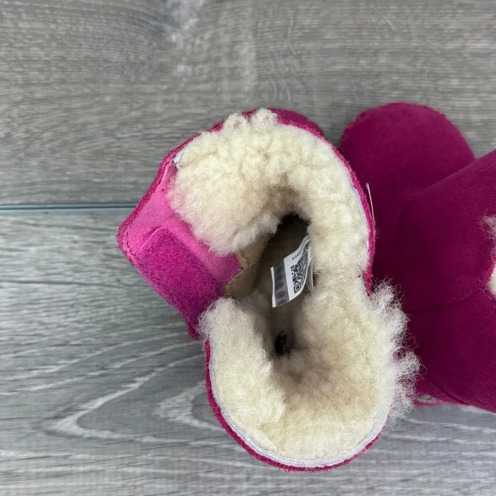 Ugg Caden Toddler Girl Sz 5 Princess Pink Suede Shearling Lined Moccasin Booties
